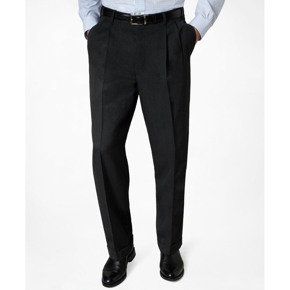 Brooks Brothers Madison 1818‎ Cuffed Pleated Pants Wool Dark Navy Men's W40x28